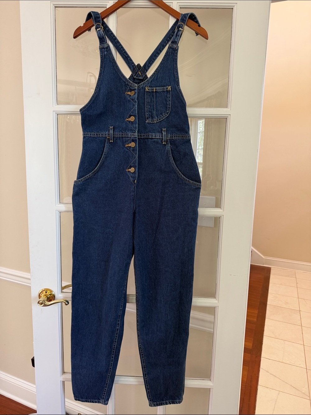 Rare Vintage Lee Denim Overalls Jumpsuit Button Front Medium Wash Indigo 80s 90s